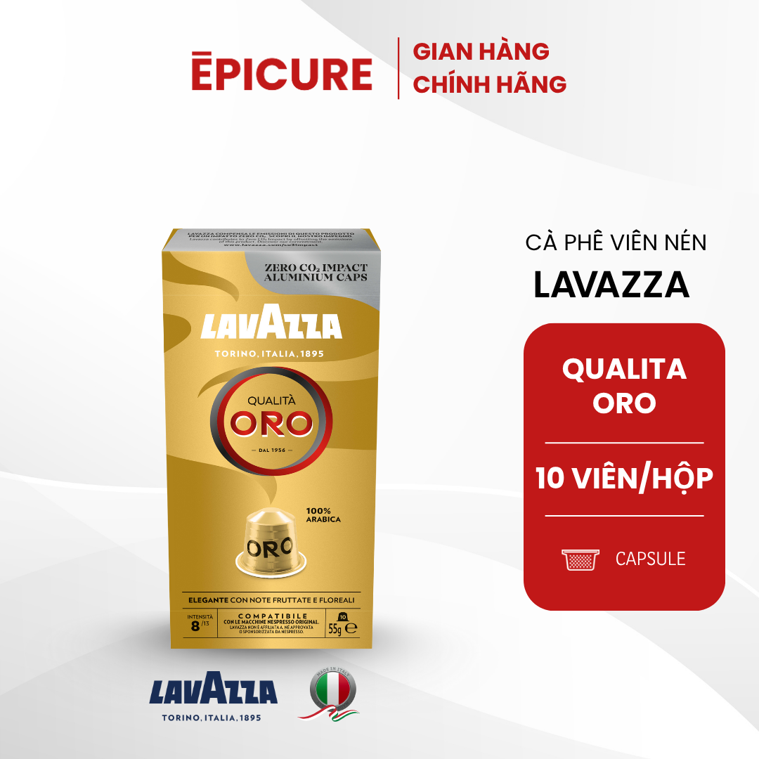 Cà phê viên nén LAVAZZA Qualità Oro, đóng hộp 10 viên/hộp