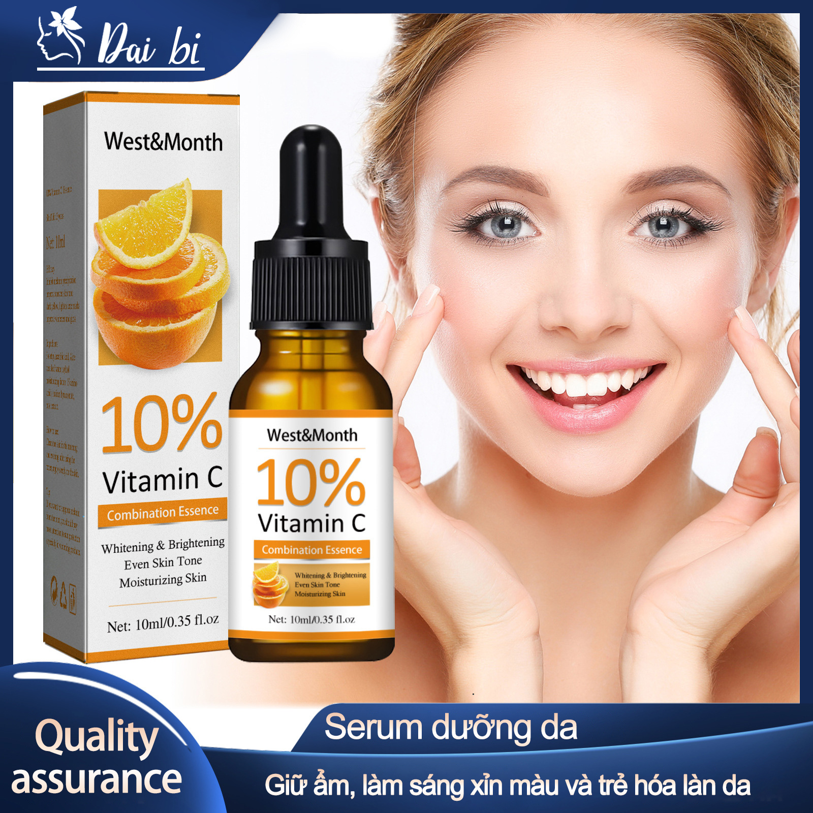 West&Month VC Serum dưỡng da Dưỡng ẩm, làm sáng xỉn màu Làm sáng da Bóng và sáng bóng Serum trẻ hóa