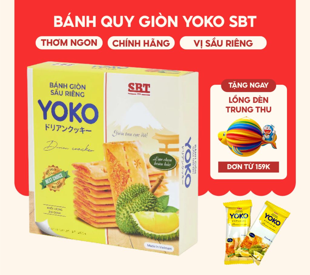 Bánh Quy Giòn YOKO SBT Vị Sầu Riêng Giòn Tan, Đậm Hương Vị Sầu Riêng - Hộp 250G