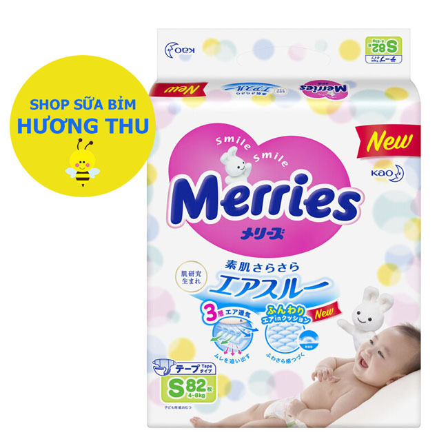 Tã/bỉm dán Merries size S 82 miếng