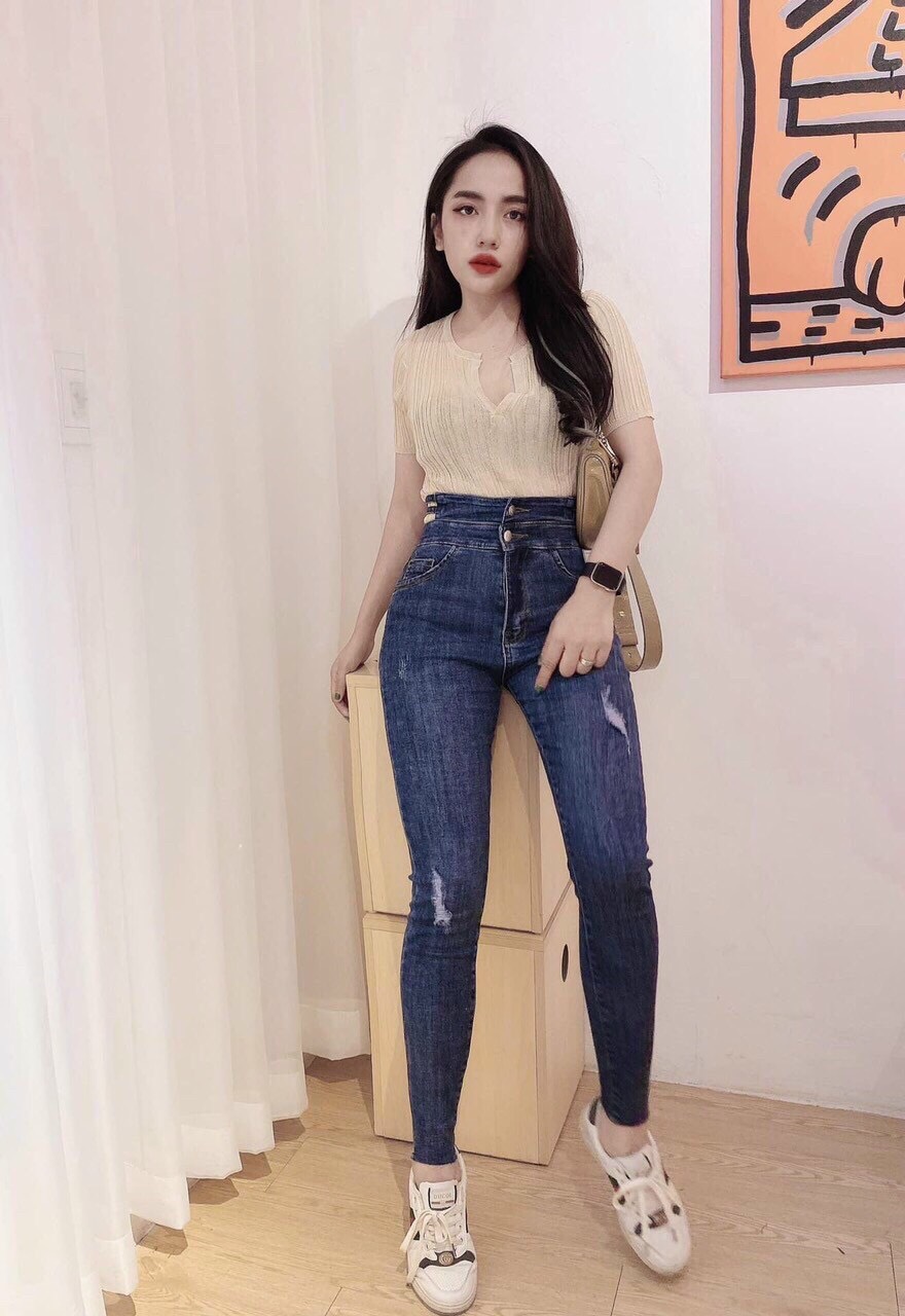 QUẦN JEAN NỮ, QUẦN BAGGY NỮ MÀU XANH XƯỚC NHẸ LƯNG CAO SIÊU TÔN DÁNG, CHẤT BÒ CO GIÃN MỀM MỊN, FORM ÔM NGƯỜI CHUẨN ĐẸP, ĐƯỜNG MAY TỈ MỈ CAO CẤP BG04