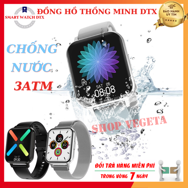 Đồng hồ thông minh - Đồng hồ nam nữ DTX Smartwatch 100% Tiếng việt, Chống nước chuẩn IP68, Màn hình tràn viền 1,78 Inch và đặc biệt thay được hình nền