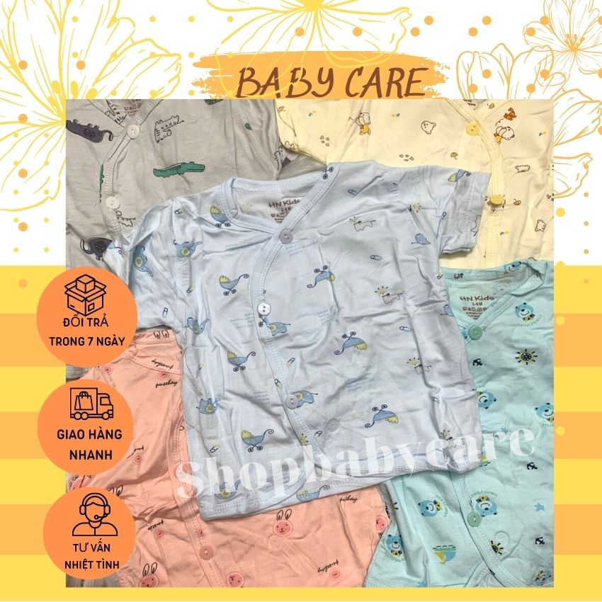 Áo sơ sinh cộc tay cài chéo chất cotton siêu mềm mịn,cho bé trai bé gái sơ sinh