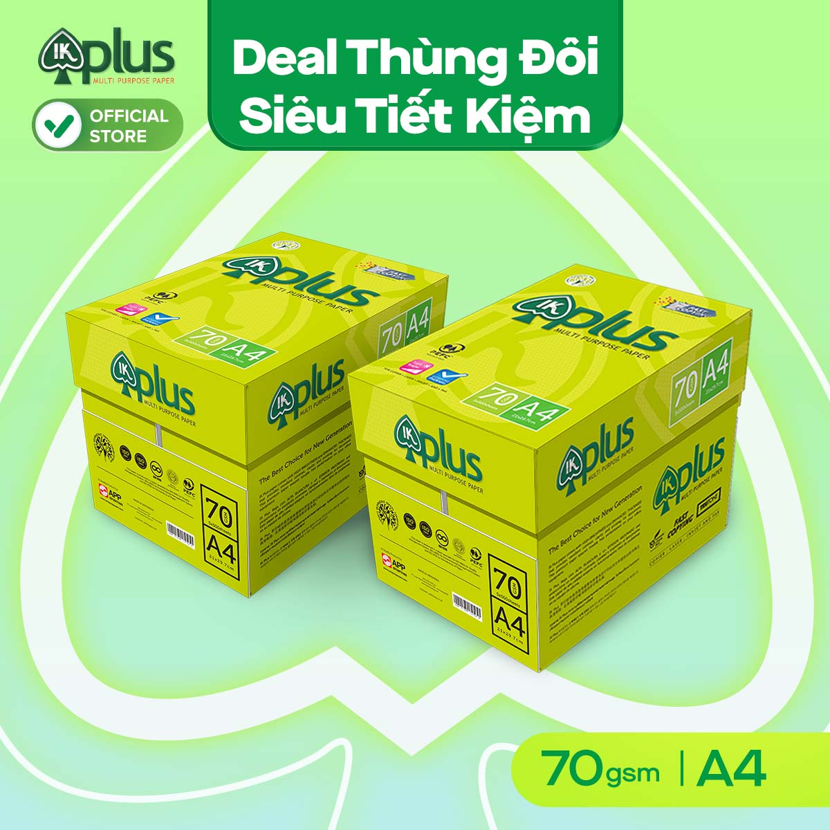 Combo 2 thùng giấy a4 ik plus 70gsm