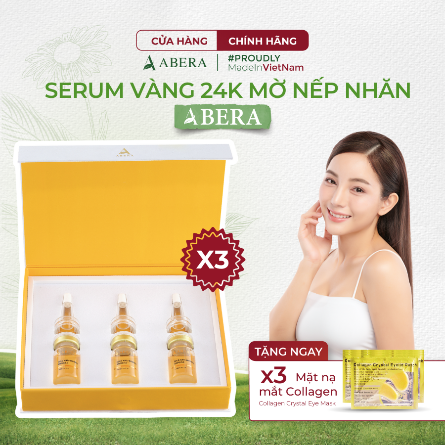 [COMBO 3] Tinh Chất Xóa Nếp Nhăn Vàng 24k Serum Ampoule Abera - Mờ Nhăn, Vết Chân Chim, Da Căng Bóng, Mịn Màng