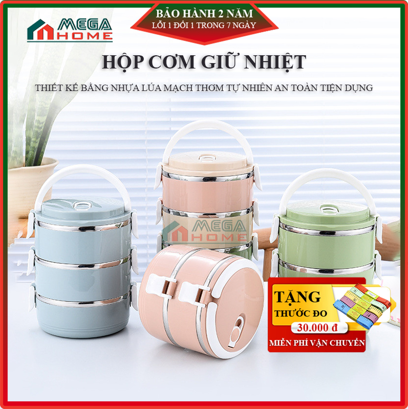 Hộp đưng cơm 2 - 3 tầng được thiết kế từ nhựa lúa mạch có mùi thơm tự nhiên và đảm bảo an toan vệ sinh Bảo hành 12 tháng 7 ngày lỗi đổi mới
