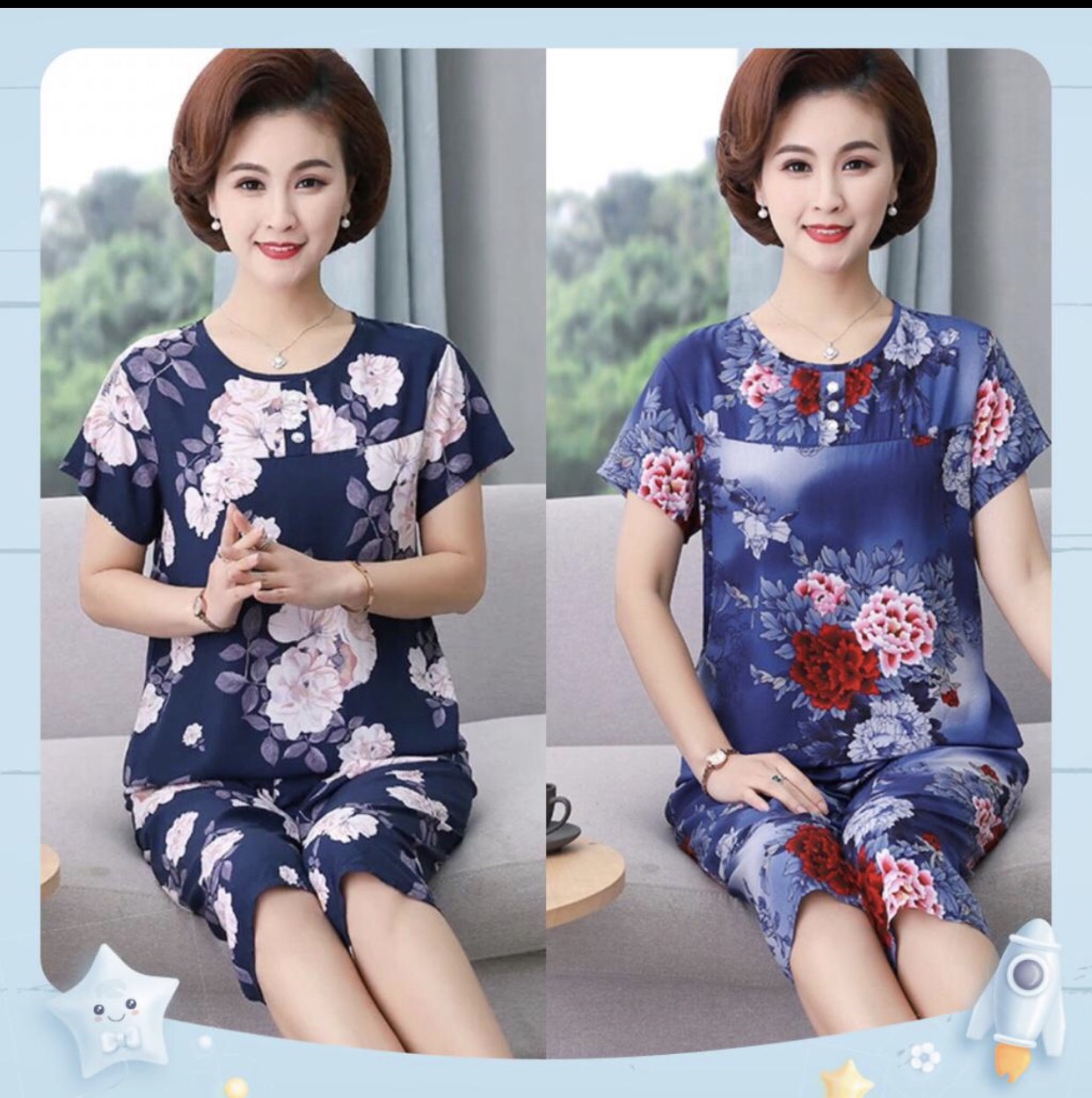Đồ bộ nữ quần lửng vải lanh, bộ lanh mặc nhà cho nữ, đồ ngủ, đồ bộ lanh lửng bigsize