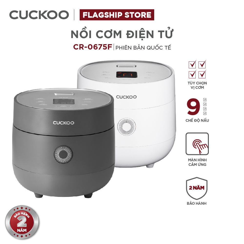 Nồi cơm điện tử Cuckoo 1.08L CR-0675 (tiếng Anh) - Lòng nồi chống dính - Chức năng điều chỉnh 3 vị cơm - Chất lượng Hàn Quốc - Hàng chính hãng Cuckoo Vina