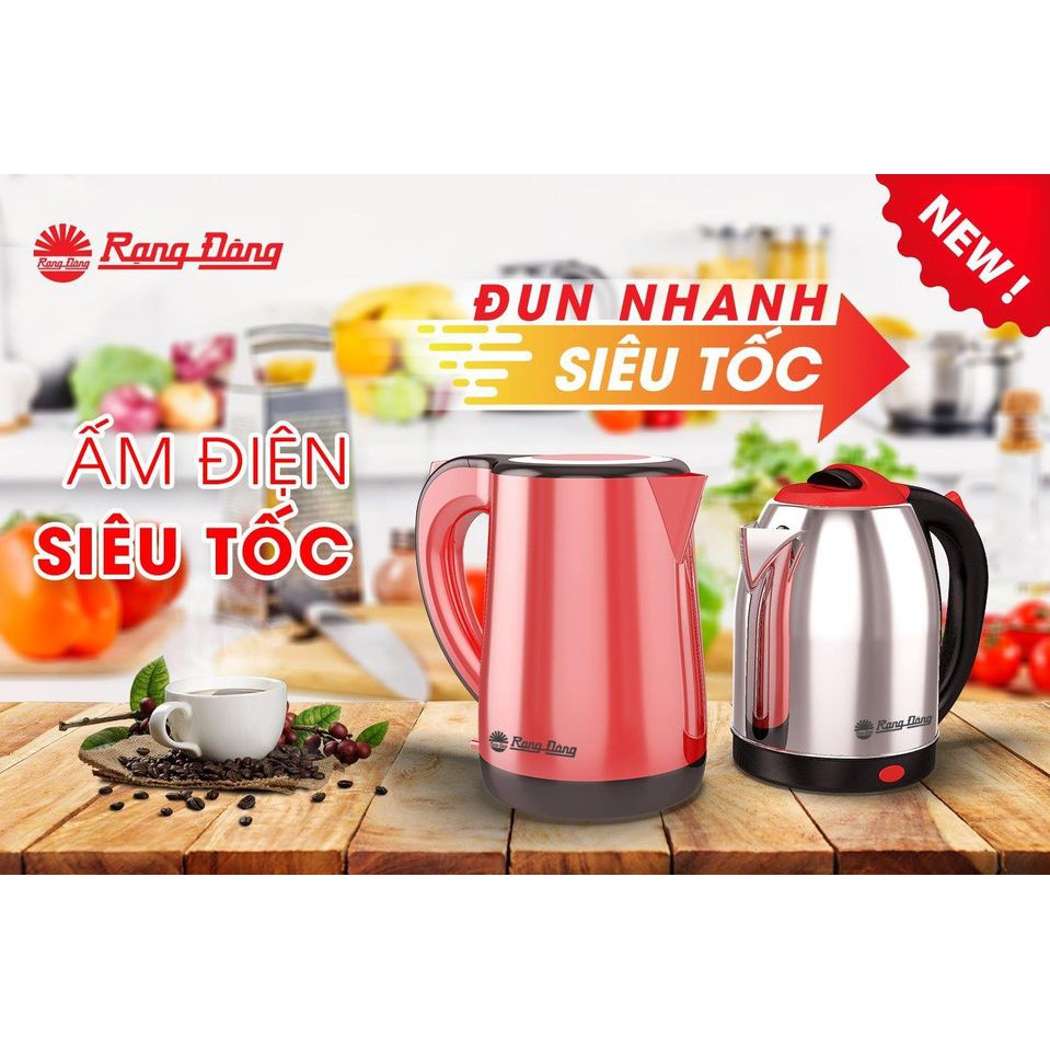 Ấm siêu tốc đun nước rạng đông 1,8l / 1,7l siêu bền, cách điện an toàn, inox 304