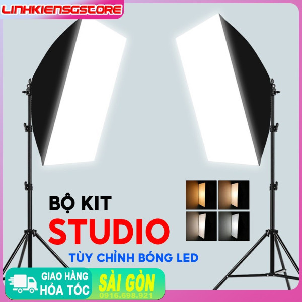 (HCM)Bộ KIT studio kèm softbox 50x70 có chân đèn hỗ trợ hắt sáng chụp ảnh sản phẩm