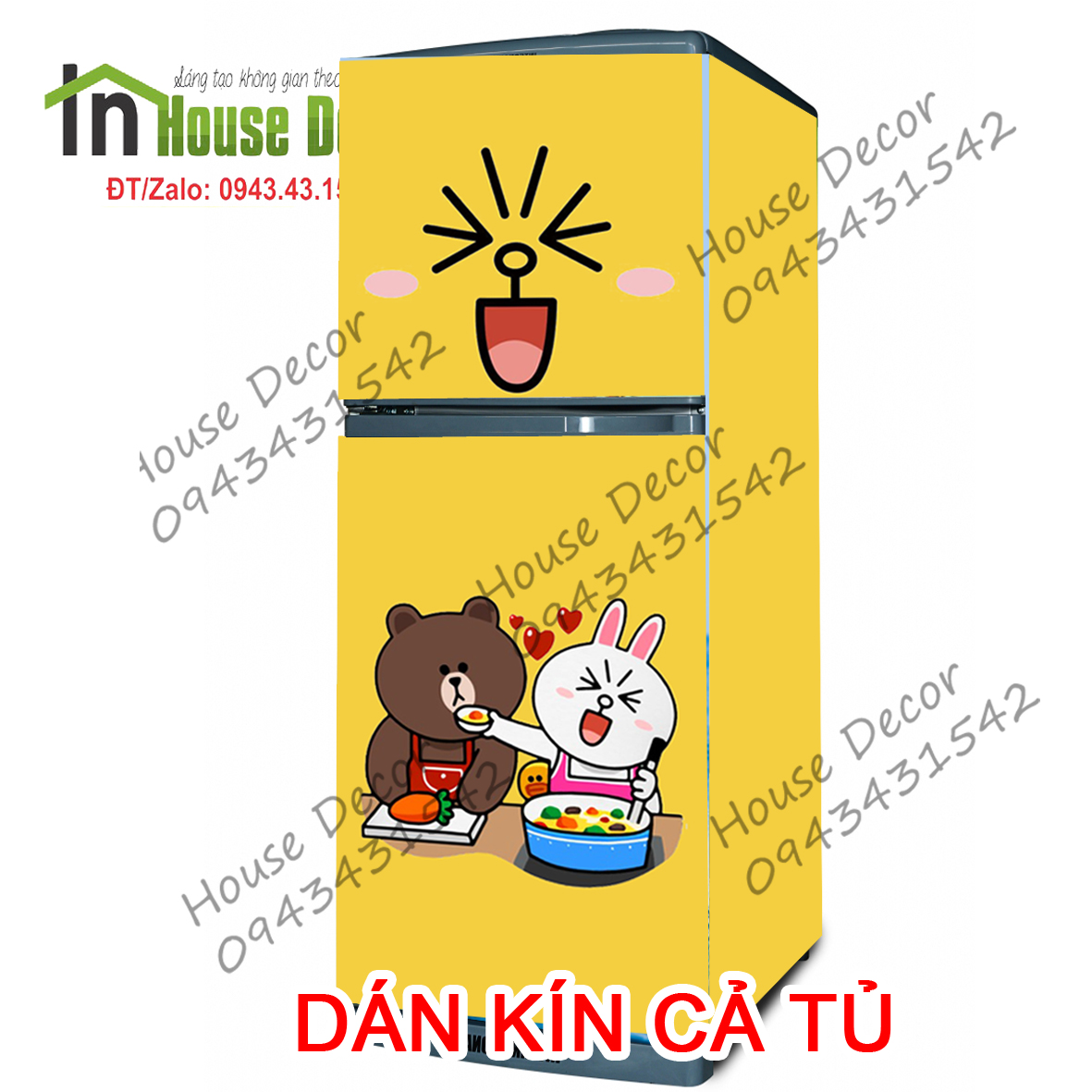 Decal dán trang trí tủ lạnh hình gấu - TL102. Không thấm nước ,không độc hại, hoàn toàn thân thiện với môi trường.