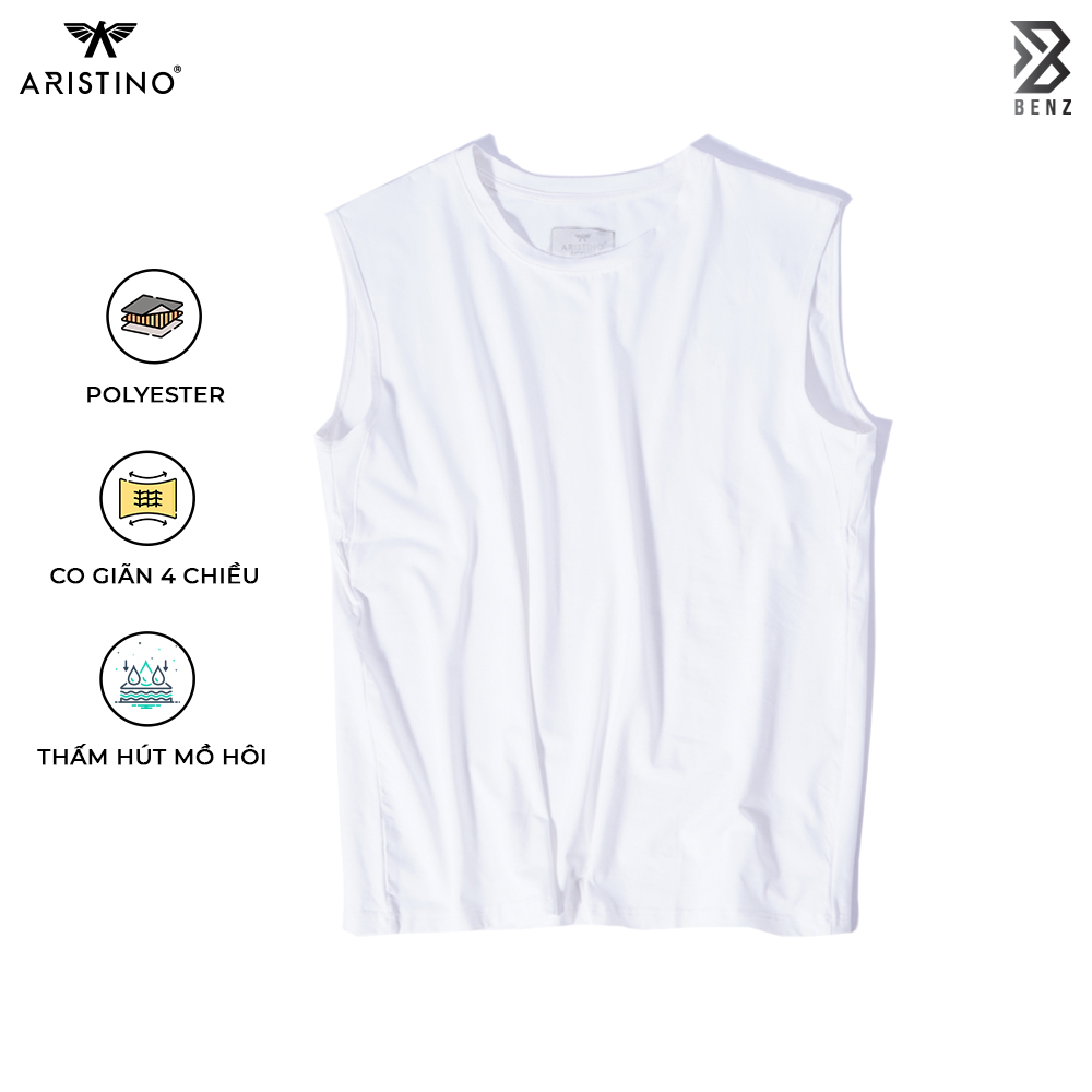 Áo thun ba lỗ sát nách tanktop nam Aristino,Benzmen ATT004S1 2 màu Đen/Trắng basic dễ mặc, kiểu dáng Regular Fit xuông nhẹ, thoải mái. Chất liệu Polyester mỏng nhẹ, thoáng mát thoải mái vận động.