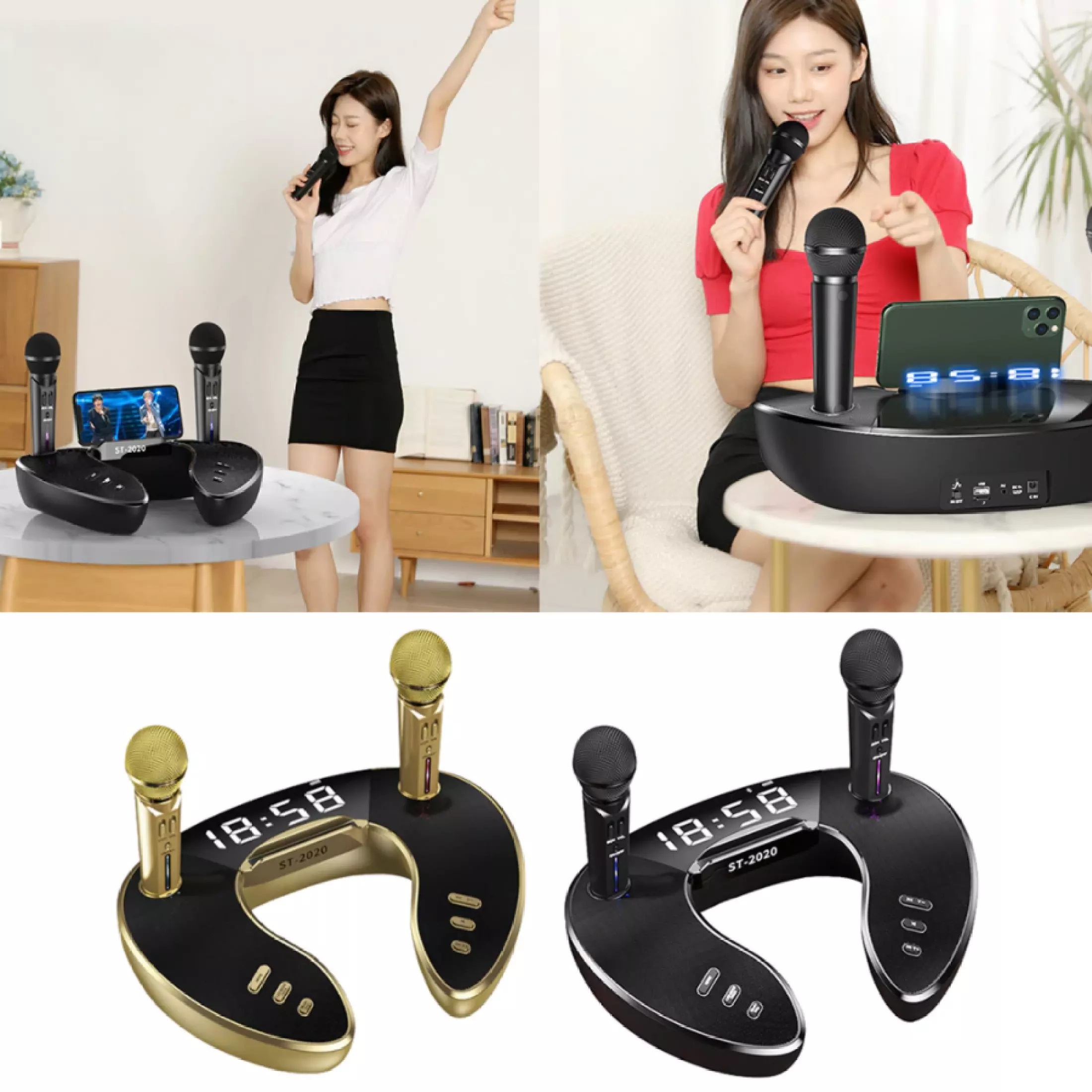 [HCM][CỰC ĐỈNH] Trọn Bộ Loa Karaoke Mini Kèm 2 Micro ST-2020Loa Bluetooth Xách Tay Cao Cấp-Tích Hợp 2 Loa Bass Cộng Hưởng-Âm Thanh Sống Động-Màn Hình Led Hiển Thị Thông Minh-Bass Đánh Cực Chất-Chống Xước-Công Suất Khủng-Khoảng Cách 10m