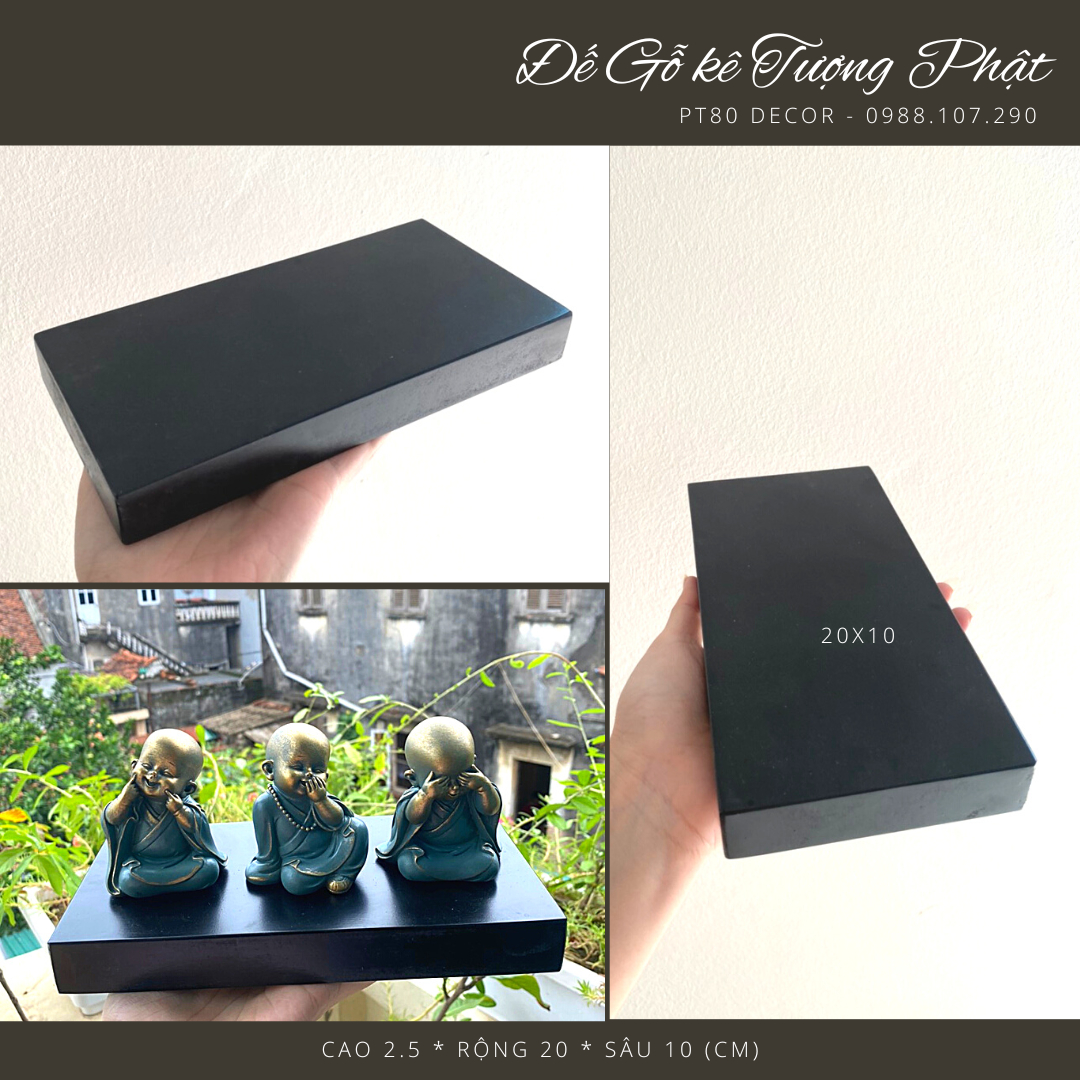 Đế gỗ màu đen kê tượng Phật, Đế đặt tượng, Đế gỗ trang trí màu đen phong cách tối giản
