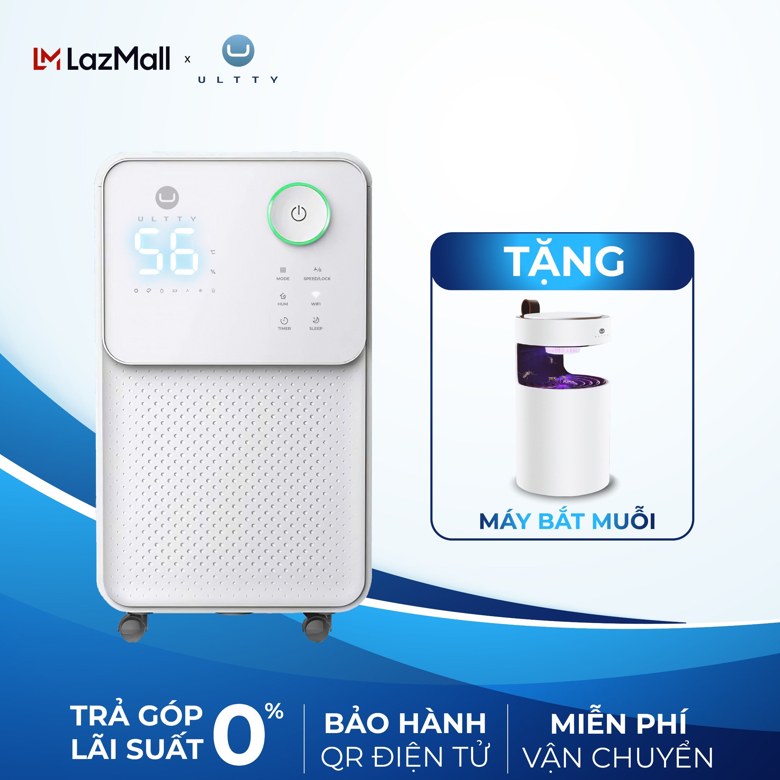 Máy hút ẩm & lọc không khí ultty luk016 công suất hút không giới hạn - hàng chính hãng bảo hành 2 năm quốc tế