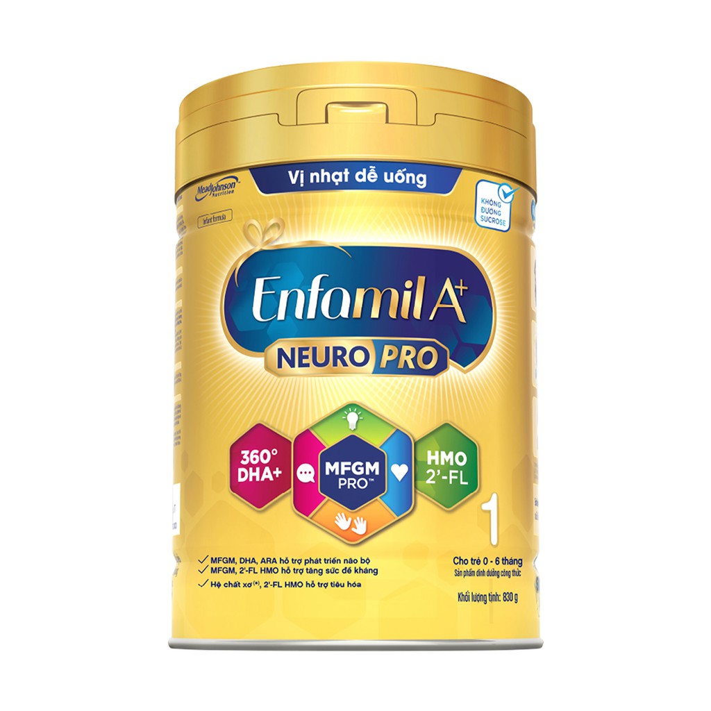 Sữa bột enfamil a+ neuropro 1,2,3,4 với 2’-fl hmo, 830g, date 2023