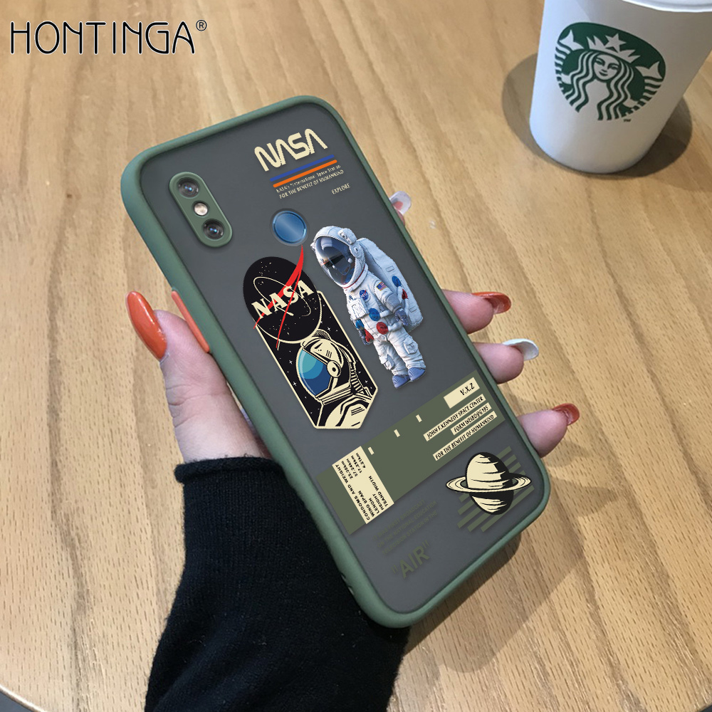 Ốp honinga cho ốp xiaomi mi 8 không gian nasa mỹ sáng tạo phi hành gia quốc gia ốp điện thoại trong suốt mờ, ốp lưng toàn bộ vỏ bảo vệ máy ảnh ốp cứng cho bé gái bé trai