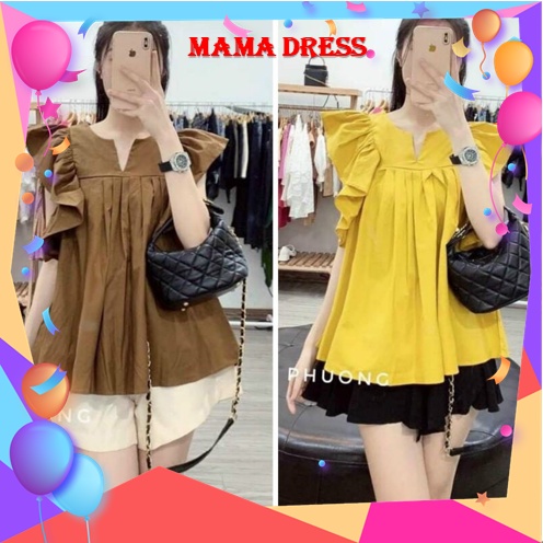 Áo bầu đẹp giá rẻ thiết kế xếp ly thời trang phù hợp cho mẹ bầu ở công sở - mặc nhà hoặc đi chơi A4