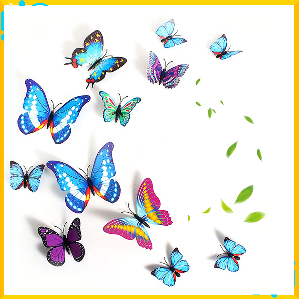 SET 12 Sticker hình bướm 3D dán tường có hút nam châm sinh động kienhehe