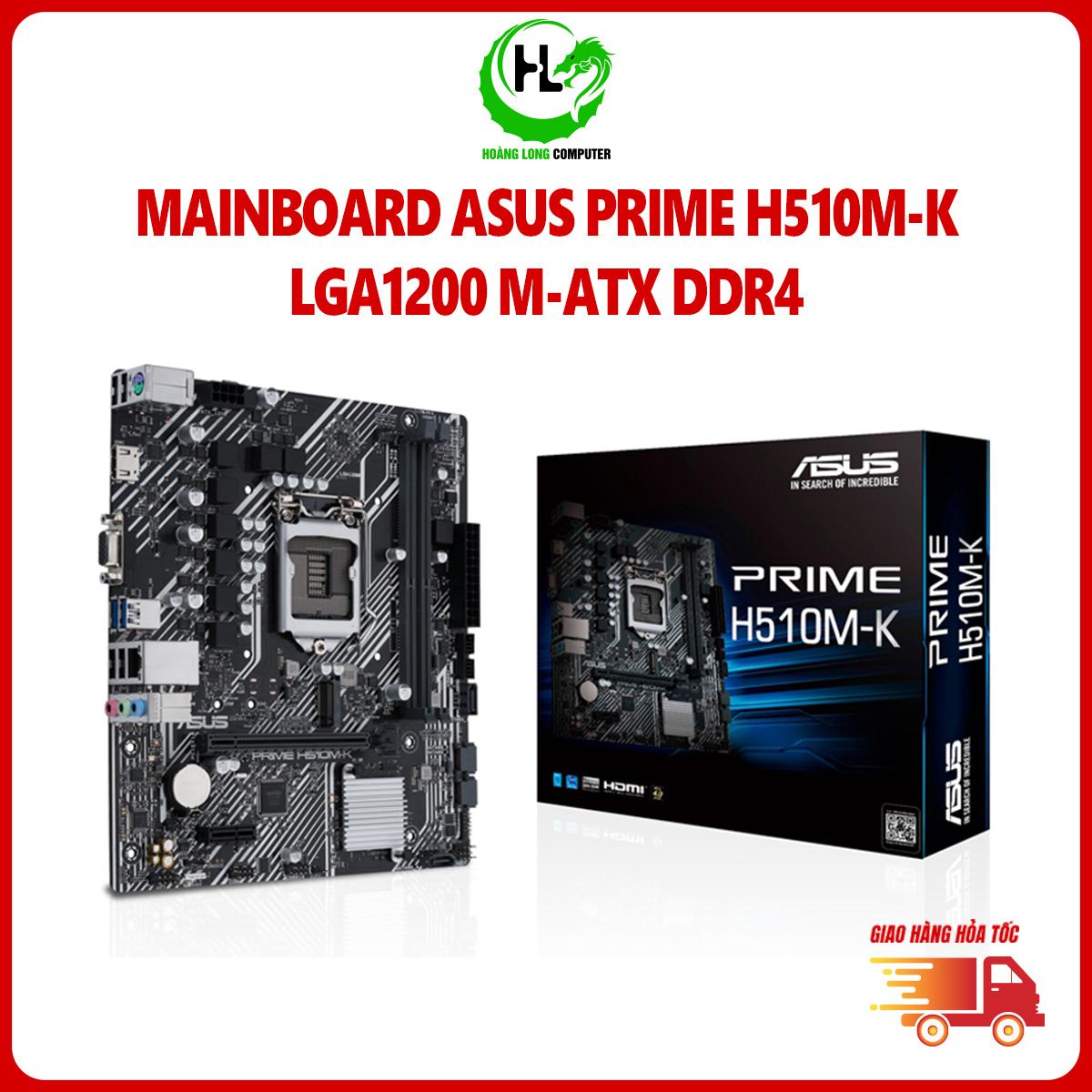 Mainboard asus prime h510m-k lga1200, m-atx, m.2 32gbps, 2 khe ram ddr4 bảo hành 36 tháng