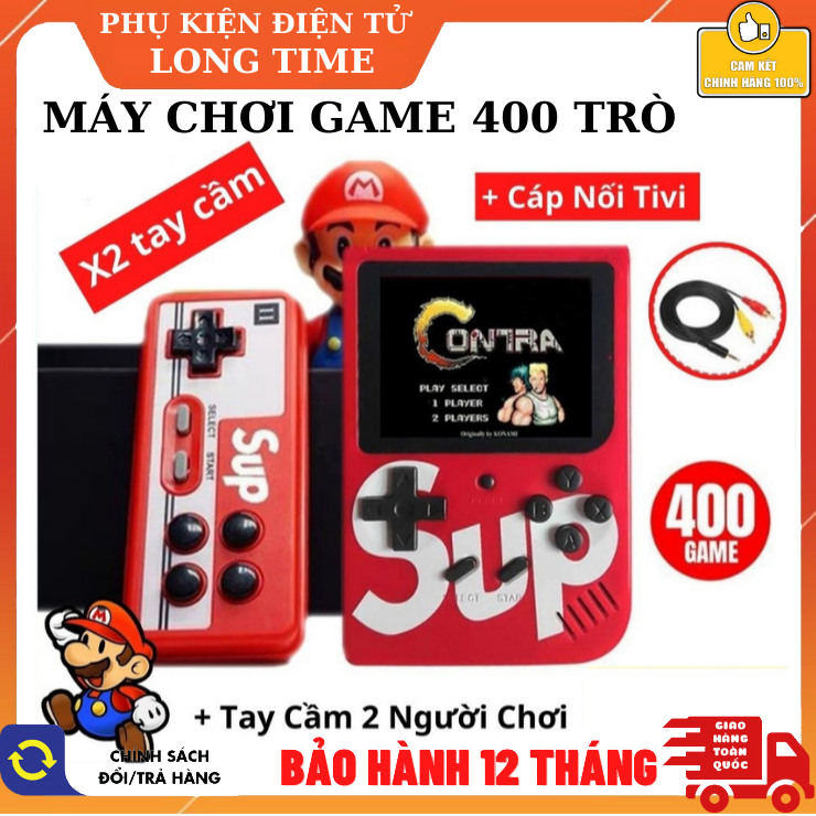Máy chơi game cầm tay Máy chơi game 4 nút 400 trò chơi - kèm cáp kết nối cho TV - Pin rời dễ tháo lắp