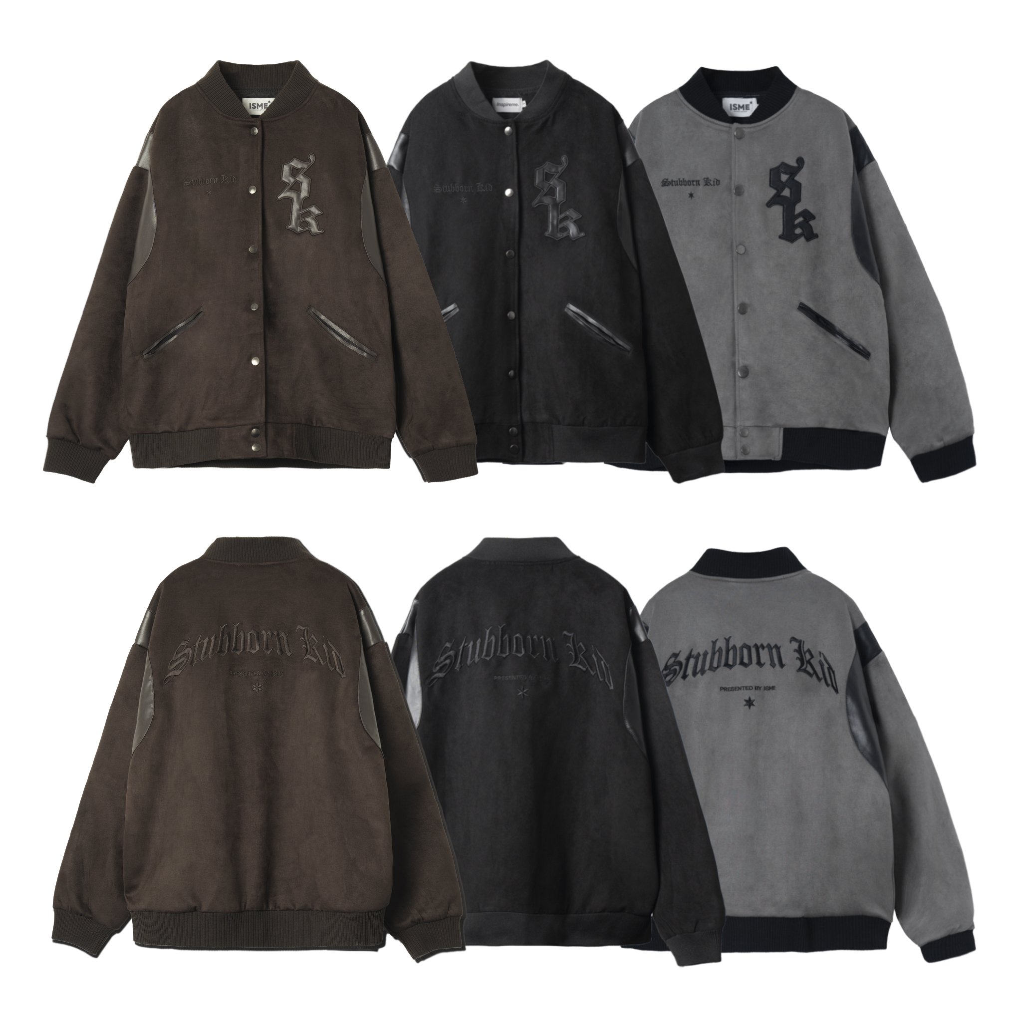 Áo khoác isme sk varsity jacket - black/grey/mossgreen