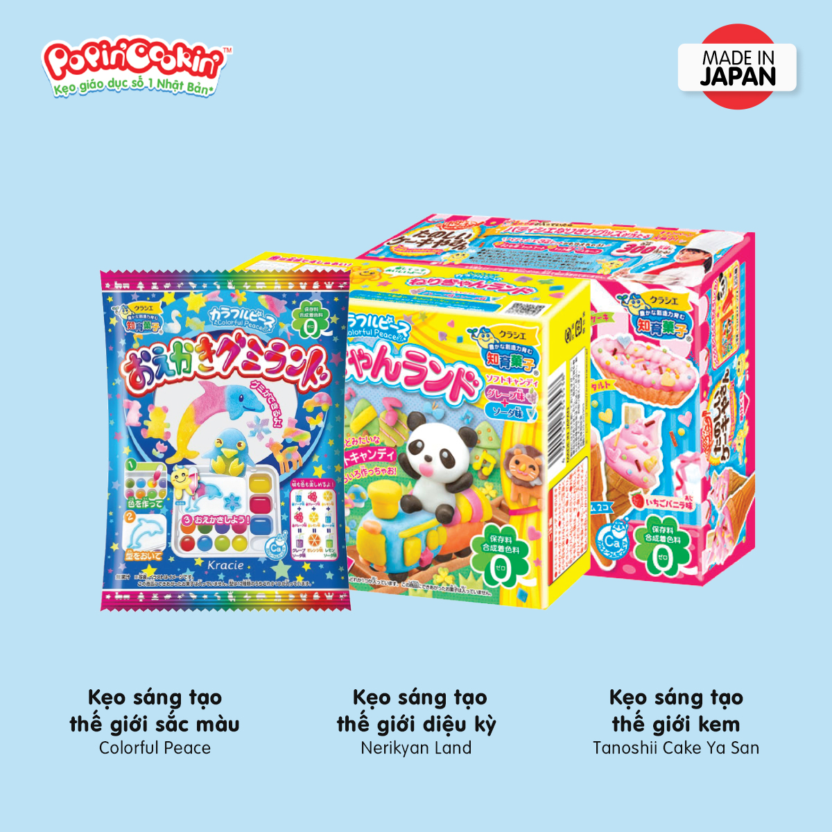 Combo 3 hộp Popin Cookin gồm : Kem + Thế Giới Sắc Màu + Diệu Kỳ chính hãng