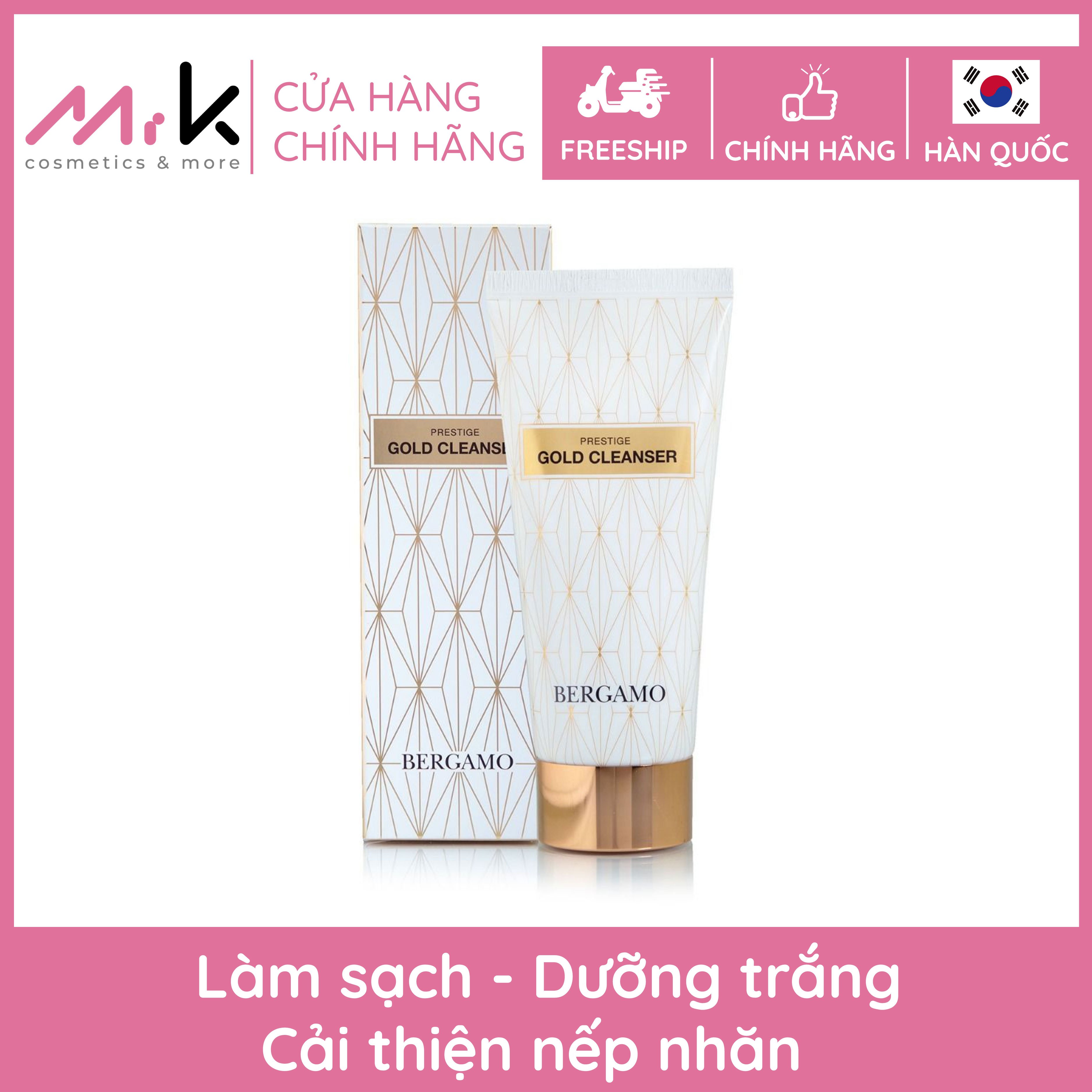 Sữa rửa mặt Bergamo Prestige Gold Cleanser chính hãng Hàn Quốc, làm sạch, dưỡng trắng da 120ml
