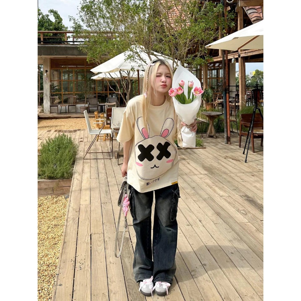 [Cotton 260Gsm] Áo Thun Mặt Thỏ Unisex Form rộng 100% Cotton 2 chiều không phai Local Brand - AC313