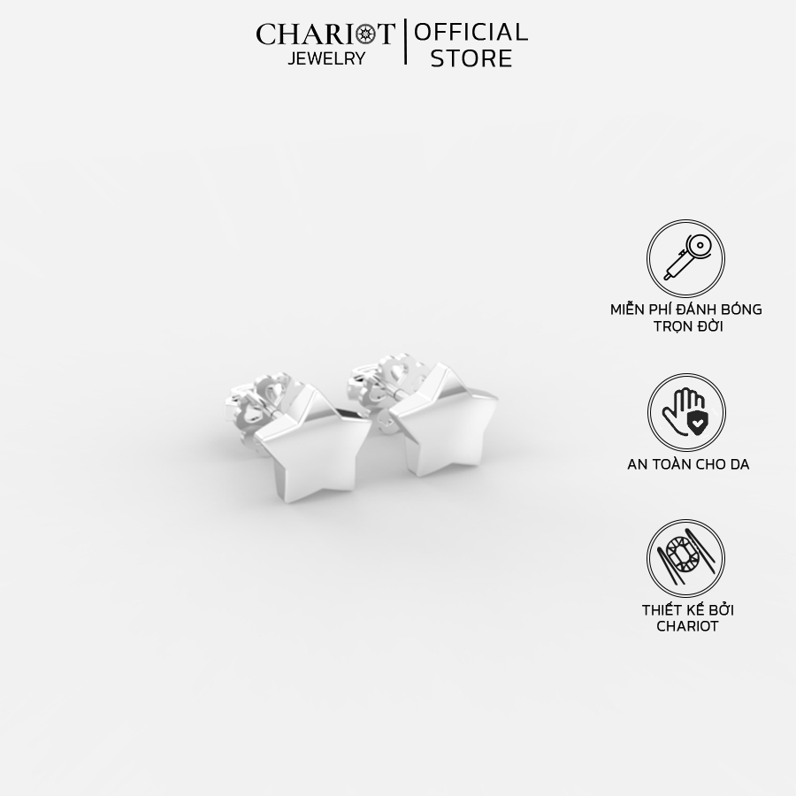 Khuyên tai bạc ecj61 hình ngôi sao chariot jewelry