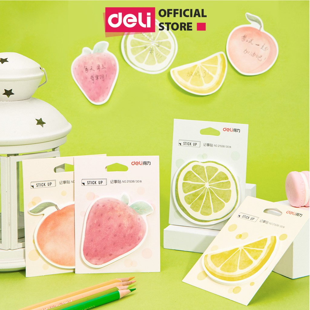 Giấy nhớ, giấy note dễ thương Deli- sticky note hình hoa quả - 21538 - giấy ghi chú hàng ngày Đáng Yêu Danh Sách Việc Cần Làm Trang Trí Nhật Ký Văn Phòng Phẩm Dễ Thương