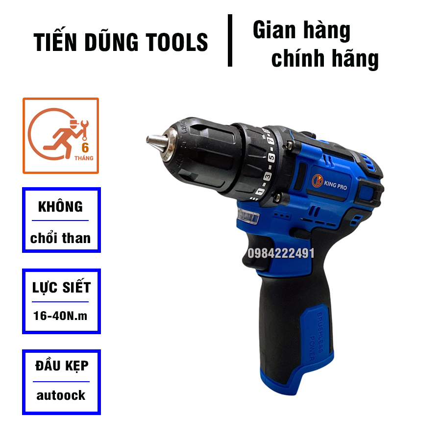 Thân máy khoan dùng pin 4 cell kingpro 18v không chổi than