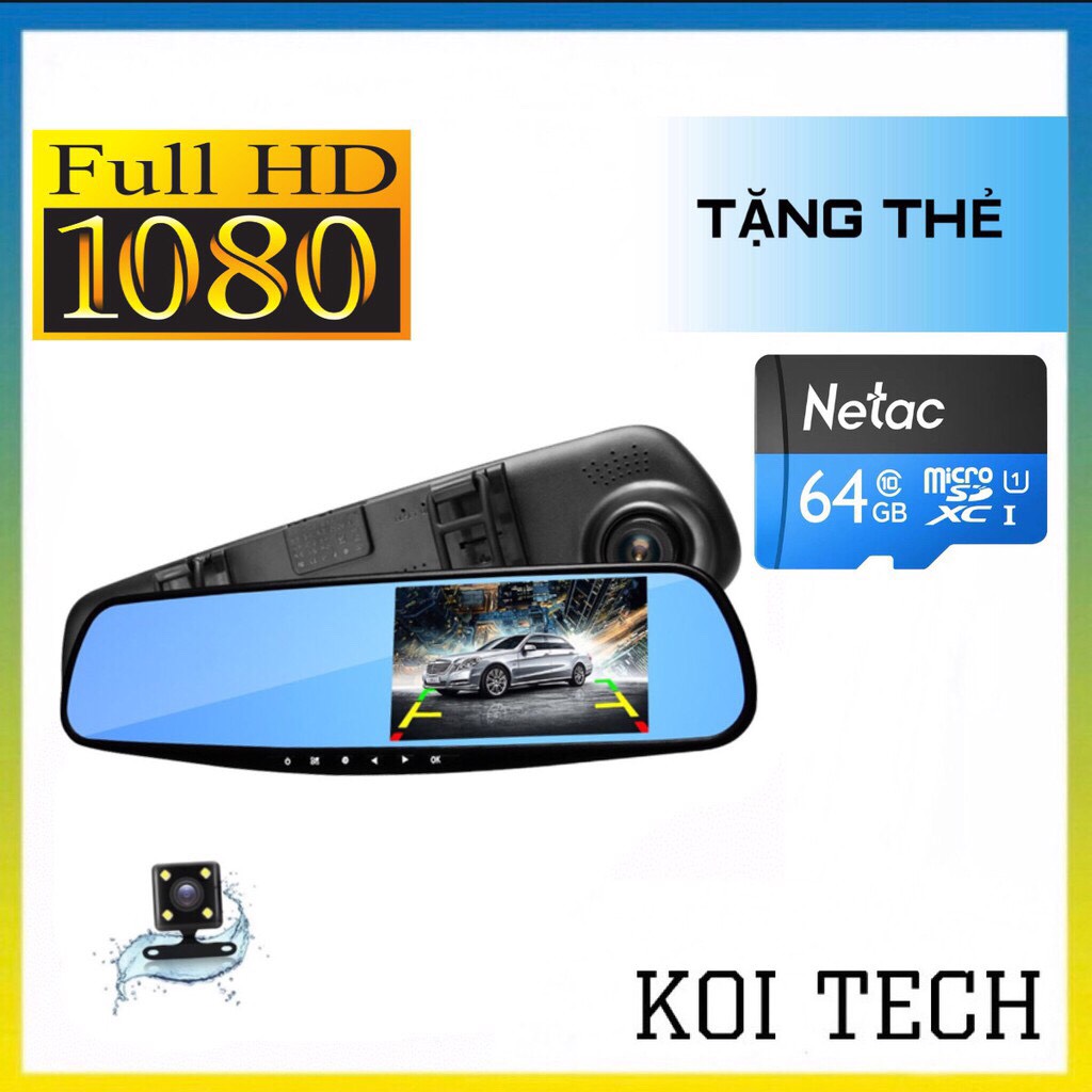 [ TẶNG THẺ NHỚ 64GB ] camera hành trình x700 ô tô xe hơi xe tải oto dạng gương chiếu hậu màn full HD 1080P tích hợp camera sau lùi xe - KOI TECH