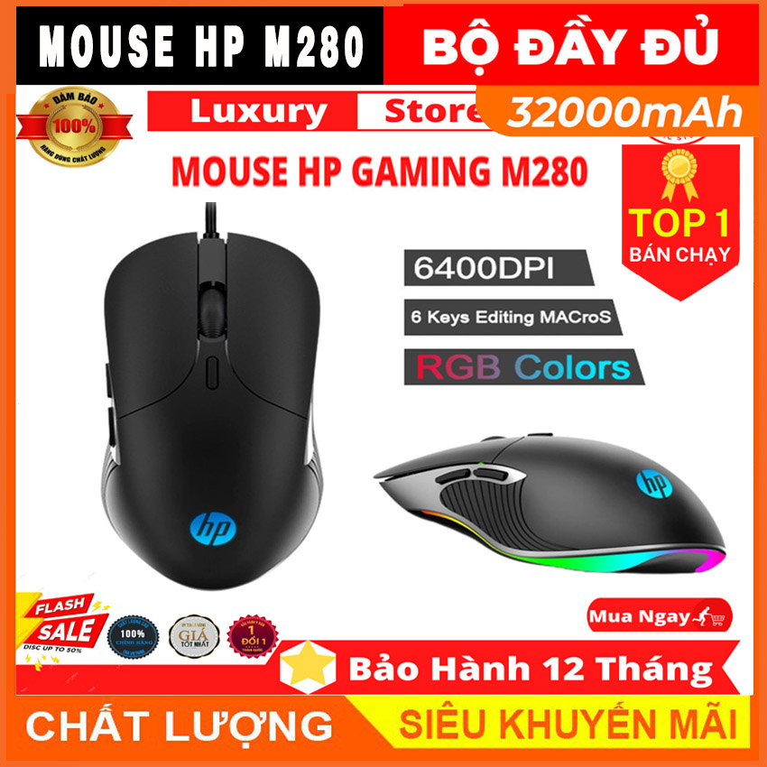 Chuột chơi game hp m280 chuột chơi game có dây đèn nền rgb hiệu suất cao 1200-3600 dpi chuột chơi game/chuột văn phòng cho máy tính/máy tính xách tay