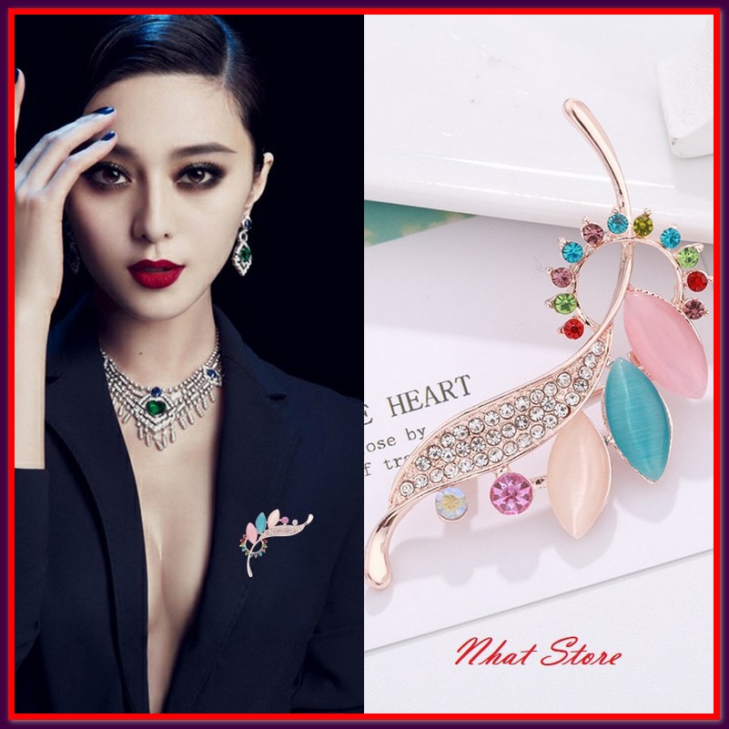 Trâm cài áo cao cấp hình lá dễ thương tạo cá tính riêng - cài áo