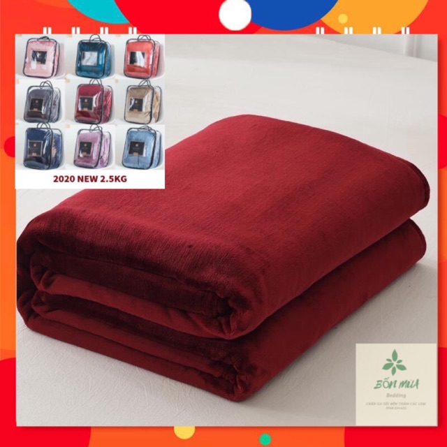 Chăn Nhung Tuyết ⚡️LOẠI DÀY⚡️Chuẩn 2,5kg, Siêu Mềm Mịn