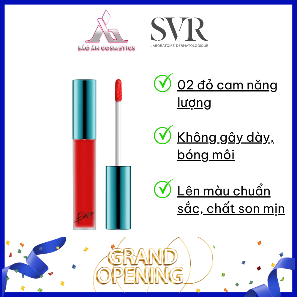 Son kem lì bbia màu 02 - đỏ cam last velvet extra bounce
