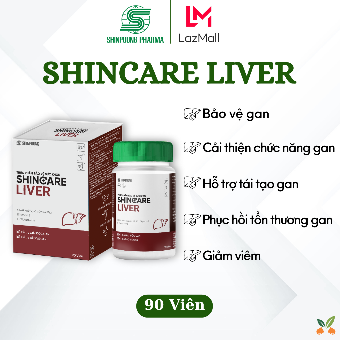 Viên Uống SHINCARE LIVER Bảo Vệ Gan, Hỗ Trợ Giải Độc Gan, Mát Gan, Tăng Cường Chức Năng Gan, Hạ Men Gan - SHINPOONG (90 viên)