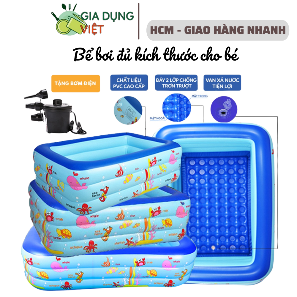 Bể Bơi Cho Bé, Bể Bơi Phao Cho Bé 1m2 Hồ Bơi Phao Chống Trơn Trượt, Có Kèm Đồ Chơi Dưới Nước Mini, Chất Liệu PVC An Toàn, Đàn Hồi Cao, An Toàn Cho Bé, Quà Tặng Hấp Dẫn