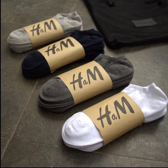 Set 5 đôi tất hm nam nữ cổ ngắn, khư mùi, hút mồ hôi