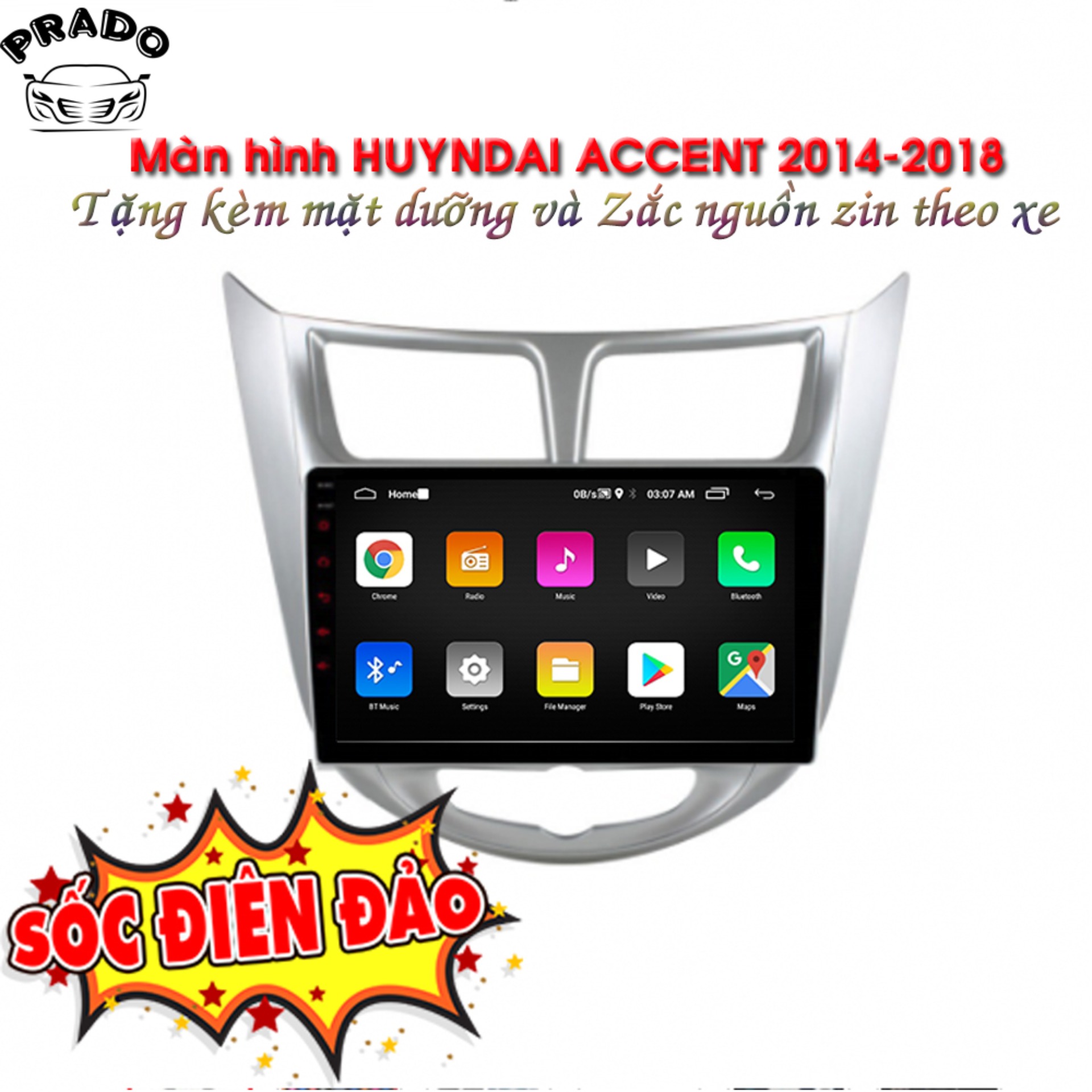 Màn hình Android xe ACCENT + Tặng CAM LÙI + Tặng mặt dưỡng accent và giắc nguồn cắm zin theo xe hyundai accent các đời 2011 2012 2013 2014 2015 2016