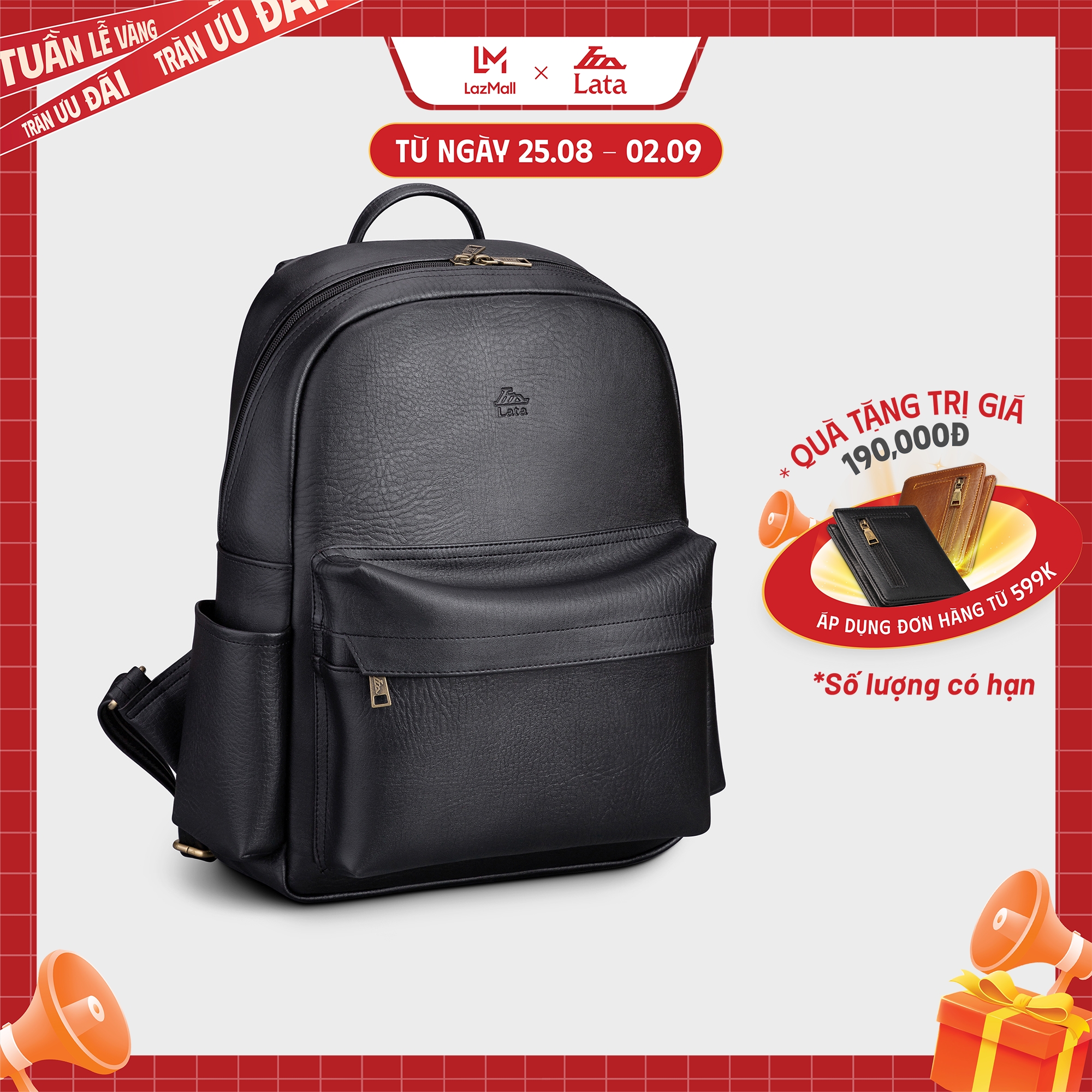 Balo thời trang lata bal39, 7 ngăn, đựng vừa a4, laptop 15.6inchs, điện thoại, phù hợp đi học, đi làm, đi chơi