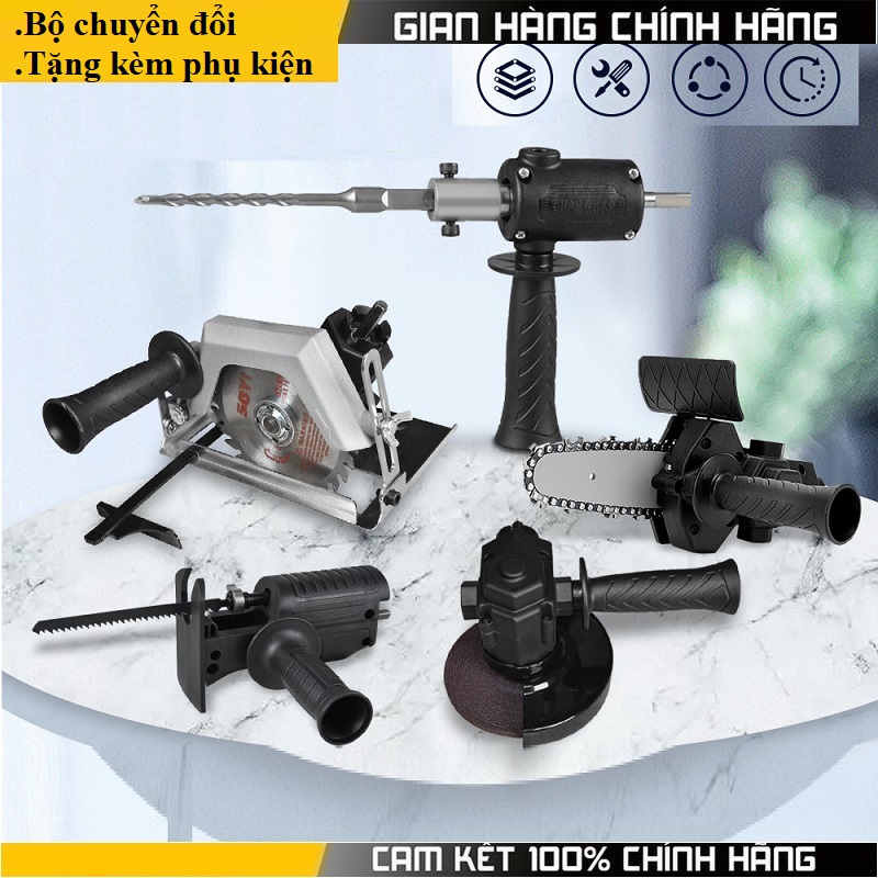Bộ chế máy khoan thành máy cưa lọng, cắt mài, khoan búa, cưa gỗ, cắt bàn, máy mài góc