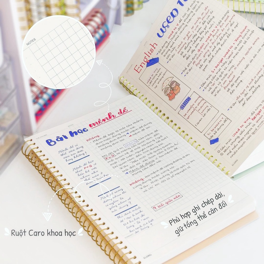 Sổ Cornell C-Notes Ghi bài Klong 120/200 trang ghi chú thông minh bullet journal take note| Samy Study Stationery