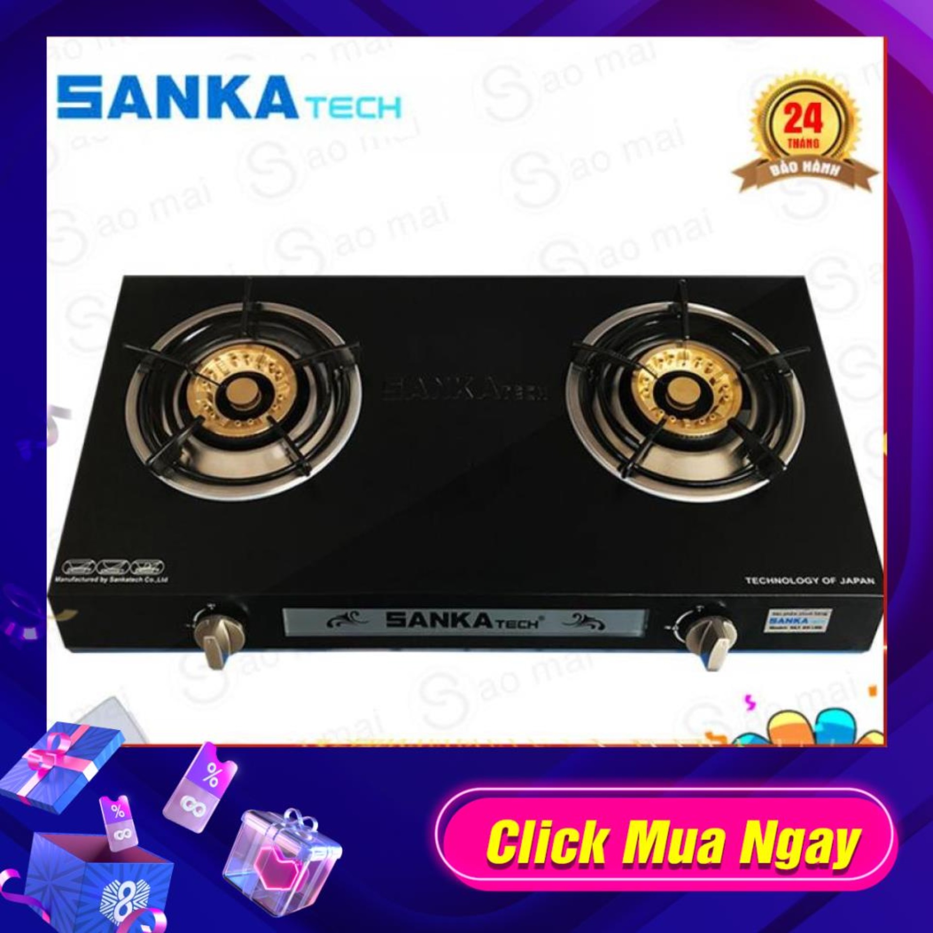Bếp ga đôi điếu đúc gang sen đồng thau sankatech skt-861bb siêu tiết kiệm gas cao cấp