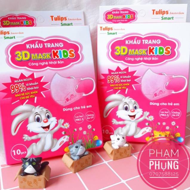 Hộp Khẩu Trang Em Bé 10 cái Tulips 3 lớp