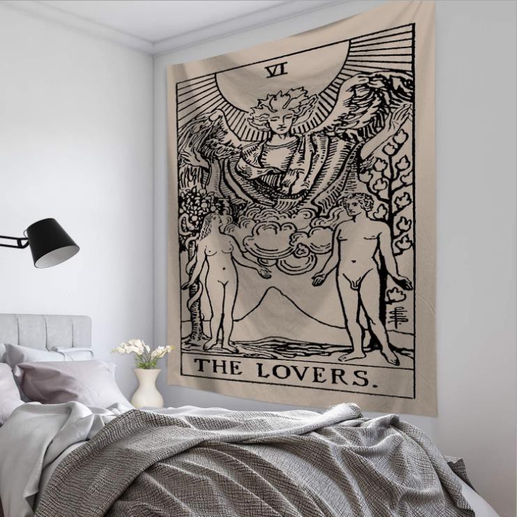 💖Tặng móc treo💖 Tranh vải treo tường Decor phong cách bài Tarot, 130*150cm thảm vải phông nền phòng trọ phòng ngủ