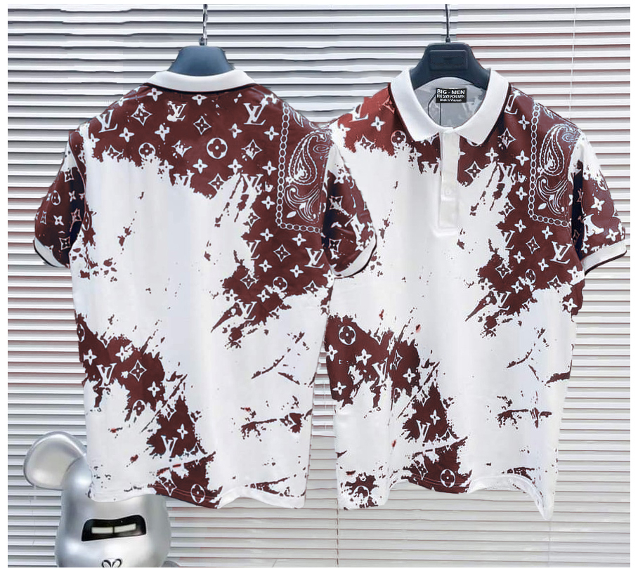 Áo polo cotton bigsize nam màu loang <140kg