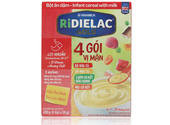 Bột ăn dặm Ridielac Gold 4 gói 3 vị mặn