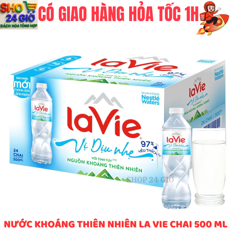 [ CHỈ GIAO CHO ĐƠN HỎA TỐC Ở HCM ] nước khoáng La Vie vị dịu nhẹ thu2ng 24 chai 500 ml